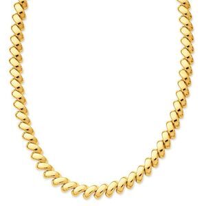 10mm 14k Yellow Gold Hollow San Marco Chain Necklace 17 Inch